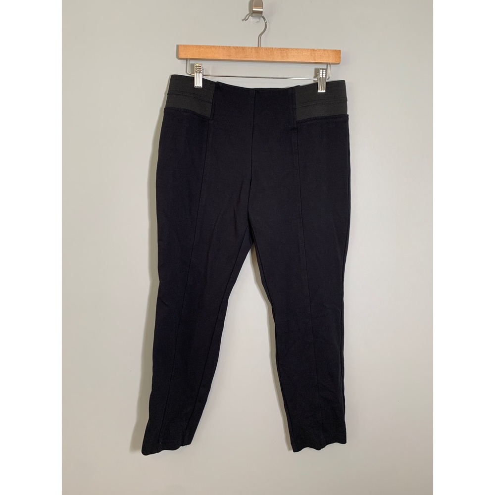 Tribal Slim Leg Pull On Pants Women 12P Black Elastic Waist Seam Detail